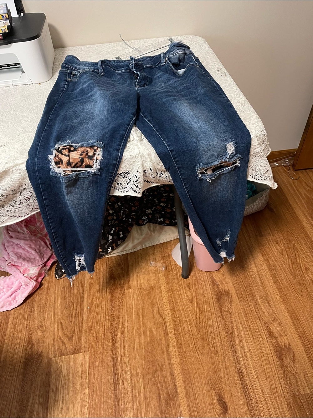 Maurices Dark Blue Distressed Cropped Jeans with Ripped Details